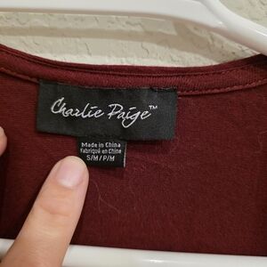 Charlie Paige Deep Wine Knit Top